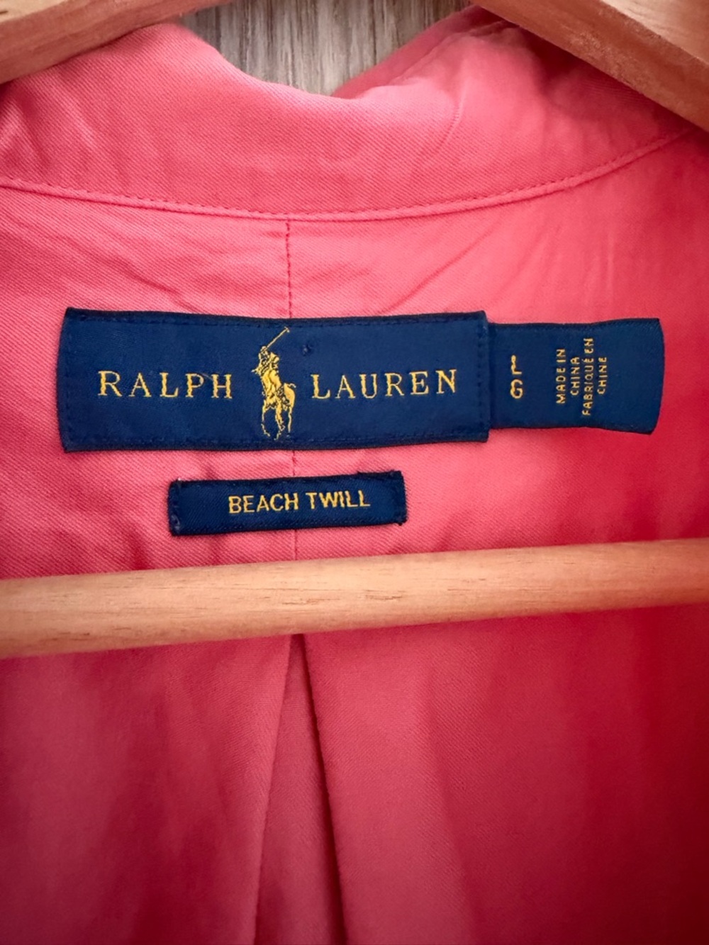 Polo Ralph Lauren light beach twill shirt in coral - Picture 8 of 8